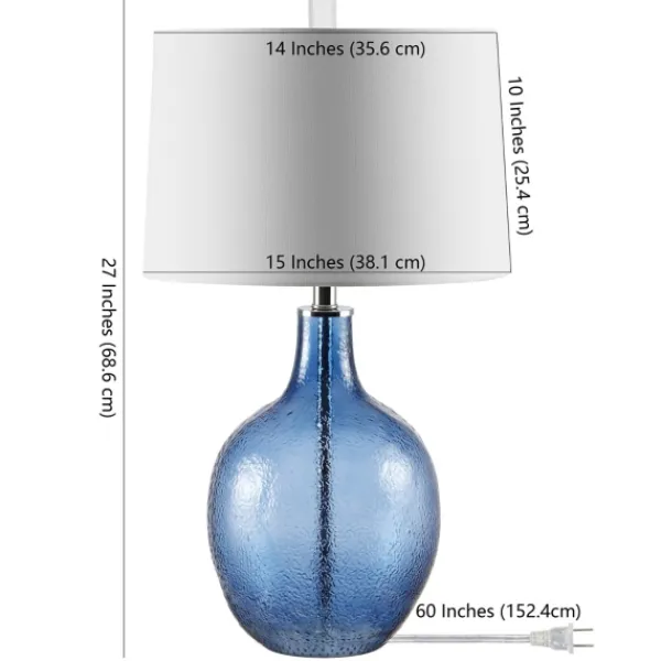 Table Lamps-Kirkland's Home Round Blue Textured Glass Table Lamp White