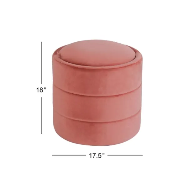 Benches & Ottomans-Kirkland's Home Round Blush Velvet Storage Ottoman Pink