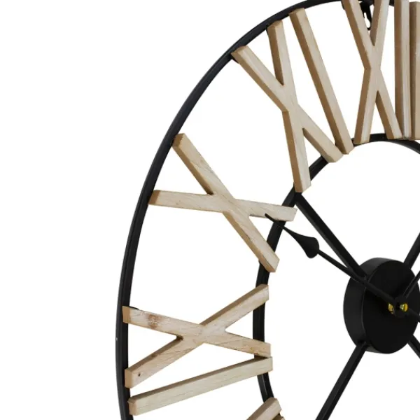 Clocks-Kirkland's Home Round Carved Block Open Face Wall Clock
