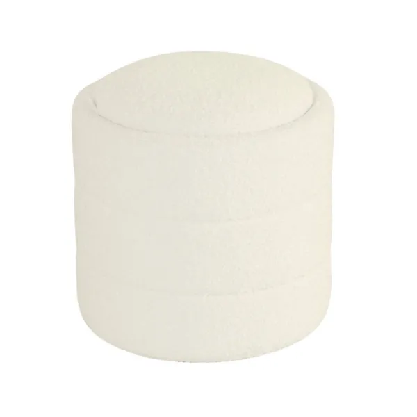 Benches & Ottomans-Kirkland's Home Round Cream Boucle Storage Ottoman Ivory
