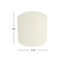 Benches & Ottomans-Kirkland's Home Round Cream Boucle Storage Ottoman Ivory
