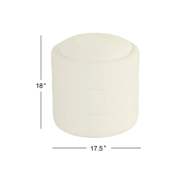 Benches & Ottomans-Kirkland's Home Round Cream Boucle Storage Ottoman Ivory
