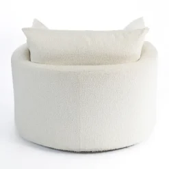 Accent Chairs-Kirkland's Home Round Cream Boucle Swivel Accent Chair Ivory