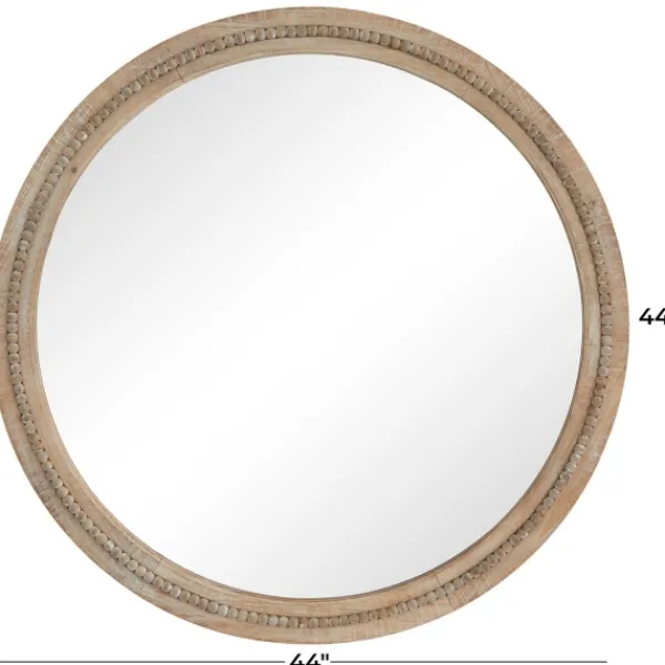 Decorative Mirrors-Kirkland's Home Round Distressed Beaded Wall Mirror, 44 In.