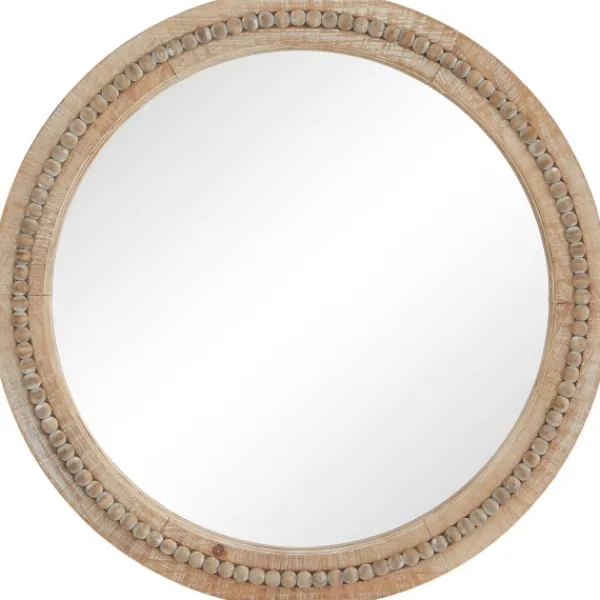 Decorative Mirrors-Kirkland's Home Round Distressed Beaded Wall Mirror, 28 In.