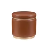 Benches & Ottomans-Kirkland's Home Round Faux Leather Storage Ottoman Brown