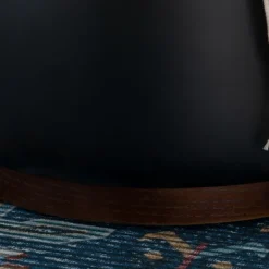 Benches & Ottomans-Kirkland's Home Round Faux Leather Storage Ottoman Black