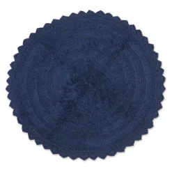 Bathroom Rugs-Kirkland's Home Round French Crochet Bath Mat, 28 In. Blue
