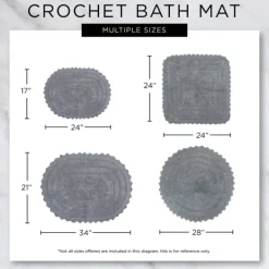 Bathroom Rugs-Kirkland's Home Round French Crochet Bath Mat, 28 In. Blue