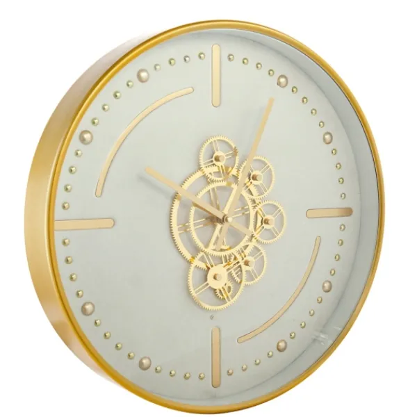 Clocks-Kirkland's Home Round Gold Gears Wall Clock Gold/White