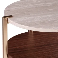 Accent & End Tables-Kirkland's Home Round Gold 2-Tier Accent Table White