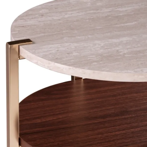 Accent & End Tables-Kirkland's Home Round Gold 2-Tier Accent Table White
