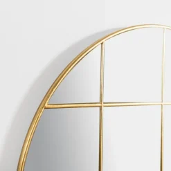 Decorative Mirrors-Kirkland's Home Round Gold Windowpane Wall Mirror