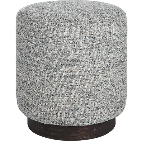 Benches & Ottomans-Kirkland's Home Round Gray & Blue Upholstered Ottoman Gray/Blue
