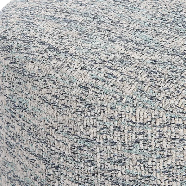 Benches & Ottomans-Kirkland's Home Round Gray & Blue Upholstered Ottoman Gray/Blue