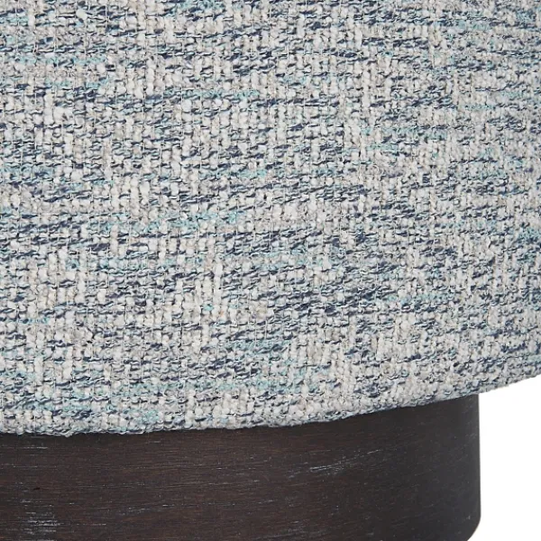 Benches & Ottomans-Kirkland's Home Round Gray & Blue Upholstered Ottoman Gray/Blue