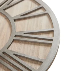 Clocks-Kirkland's Home Round Gray And Natural Wooden Wall Clock