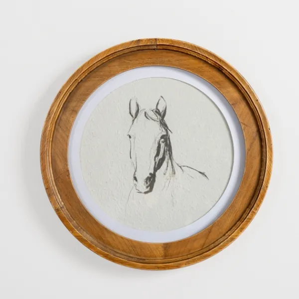 Framed Art-Kirkland's Home Round Horse Portrait Framed Art Print White