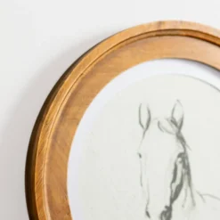 Framed Art-Kirkland's Home Round Horse Portrait Framed Art Print White