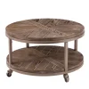 Coffee Tables-Kirkland's Home Round Kona Rolling Coffee Table Brown