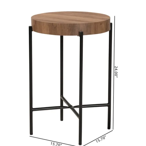 Accent & End Tables-Kirkland's Home Round Light Wood X Base Accent Table Brown