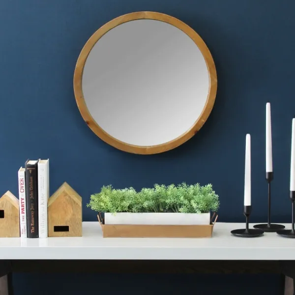 Framed Mirrors-Kirkland's Home Round Maddie Wood Mirror, 20 In.