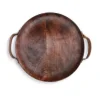 Decorative Trays-Kirkland's Home Round Mango Wood Tray With Leather Handles Brown