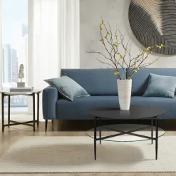 Coffee Tables-Kirkland's Home Round Martha Stewart Coffee Table Black