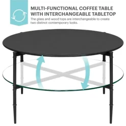 Coffee Tables-Kirkland's Home Round Martha Stewart Coffee Table Black