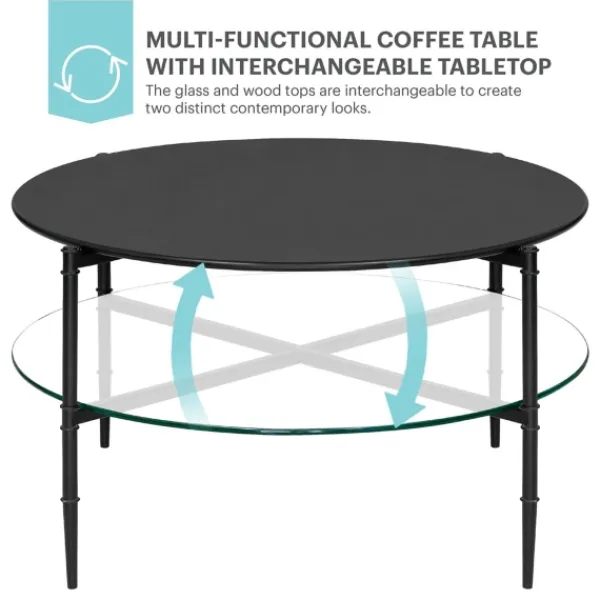 Coffee Tables-Kirkland's Home Round Martha Stewart Coffee Table Black