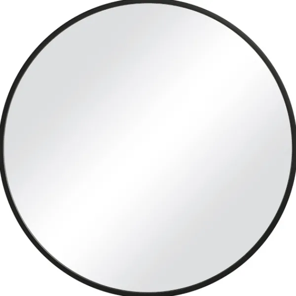 Framed Mirrors-Kirkland's Home Round Matte Black Thin Frame Mirror
