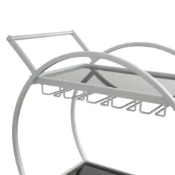 Kitchen Islands & Bar Carts-Kirkland's Home Round Metal And Glass 2-Ter Bar Cart Silver
