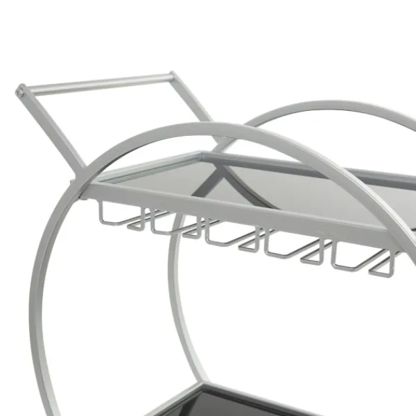 Kitchen Islands & Bar Carts-Kirkland's Home Round Metal And Glass 2-Ter Bar Cart Silver