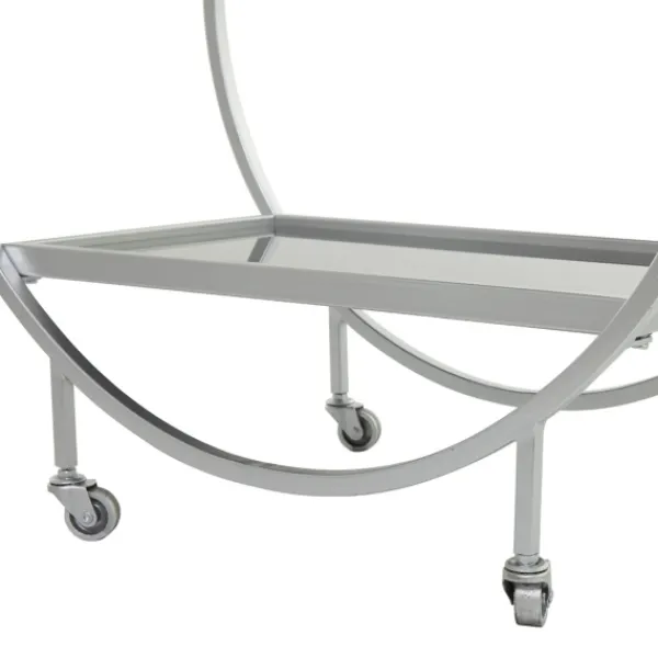 Kitchen Islands & Bar Carts-Kirkland's Home Round Metal And Glass 2-Ter Bar Cart Silver