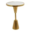 Accent & End Tables-Kirkland's Home Round Metal Mirrored Top Side Table Gold
