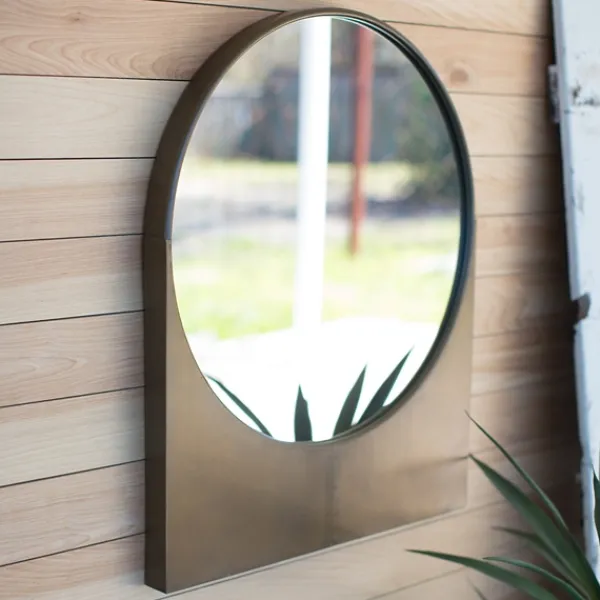Decorative Mirrors-Kirkland's Home Round Mirror With Rectangular Base