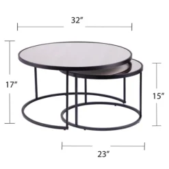Coffee Tables-Kirkland's Home Round Mirrored Nesting Tables, Set Of 2 Black