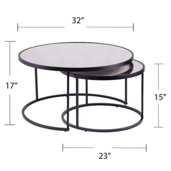Coffee Tables-Kirkland's Home Round Mirrored Nesting Tables, Set Of 2 Black
