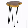 Accent & End Tables-Kirkland's Home Round Natural Live Edge Hairpin Legs Accent Table Tan/Black