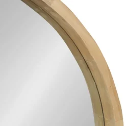 Decorative Mirrors-Kirkland's Home Round Natural Wood Hutton Mirror Tan