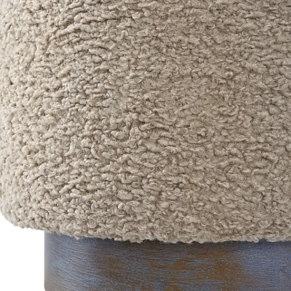 Benches & Ottomans-Kirkland's Home Round Oatmeal Boucle Ottoman Tan