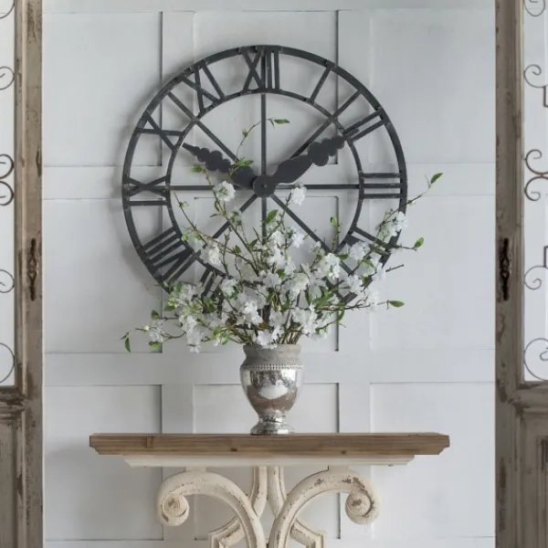 Clocks-Kirkland's Home Round Open Face Decorative Wall Clock Black