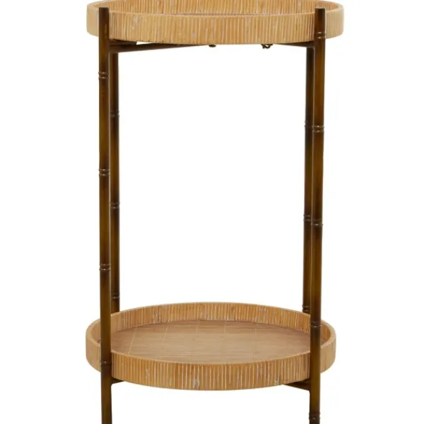 Accent & End Tables-Kirkland's Home Round Rattan 2-Tier Side Table Brown