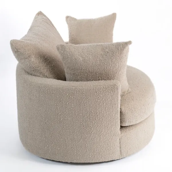 Accent Chairs-Kirkland's Home Round Sand Boucle Swivel Accent Chair Tan