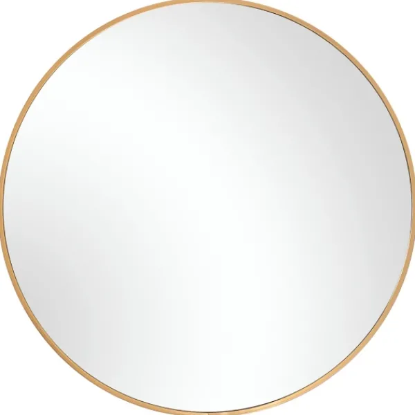 Framed Mirrors-Kirkland's Home Round Simple Frame Medium Wall Mirror Gold
