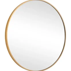 Framed Mirrors-Kirkland's Home Round Simple Frame Medium Wall Mirror Gold