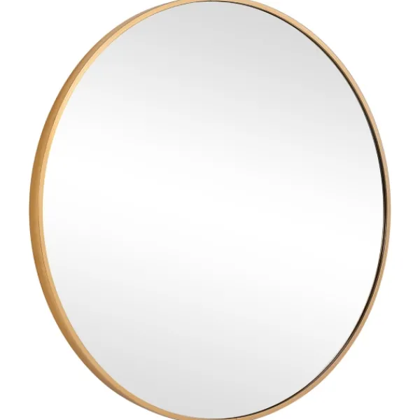 Framed Mirrors-Kirkland's Home Round Simple Frame Medium Wall Mirror Gold