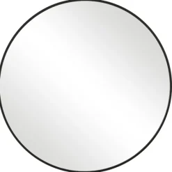 Framed Mirrors-Kirkland's Home Round Simple Frame Medium Wall Mirror Black