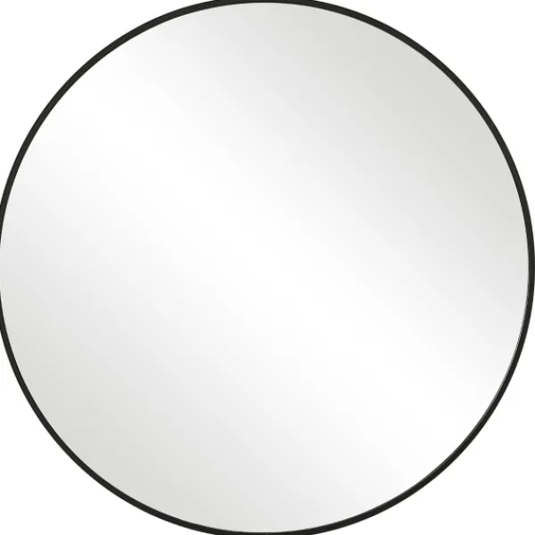 Framed Mirrors-Kirkland's Home Round Simple Frame Medium Wall Mirror Black