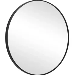 Framed Mirrors-Kirkland's Home Round Simple Frame Medium Wall Mirror Black